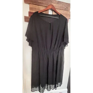 Women’s Dress Size 24  Black Lightweight Semi Formal MIDI Maxi Elastic Waist Tie